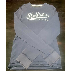 Vintage Y2K Hollister Thermal Shirt Mens Size L Long Sleeve Blue preppy